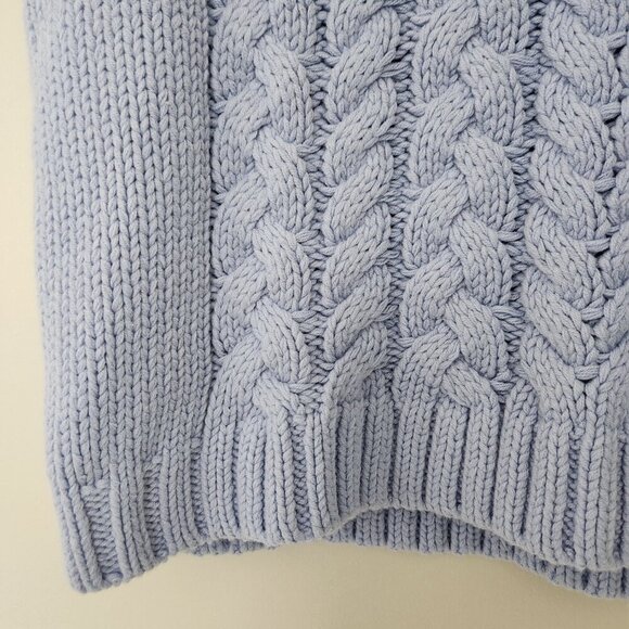 Talbots XLP Cable Knit V-Neck Sleeveless Sweater Vest Baby Blue Crew Neck Thick - Picture 3 of 6